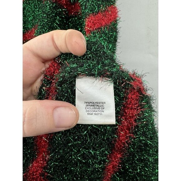 Blizzard Bay Christmas Sweater Women Small Green Holiday Sequin Bow Eyelash Knit - Picture 4 of 10